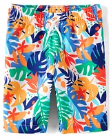 Boys Palm Tree Rashguard Swimsuit