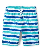 Boys Striped Rashguard Swimsuit