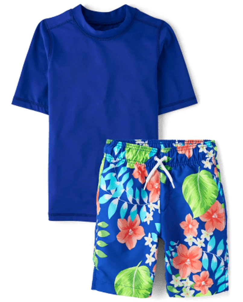 Boys Tropical Rashguard Swimsuit
