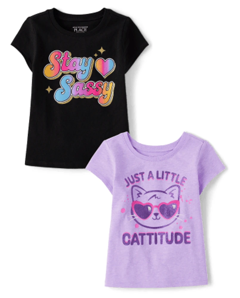 Baby And Toddler Girls Sassy Graphic Tee 2-Pack