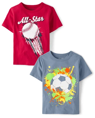 Baby And Toddler Boys Sports Graphic Tee 2-Pack