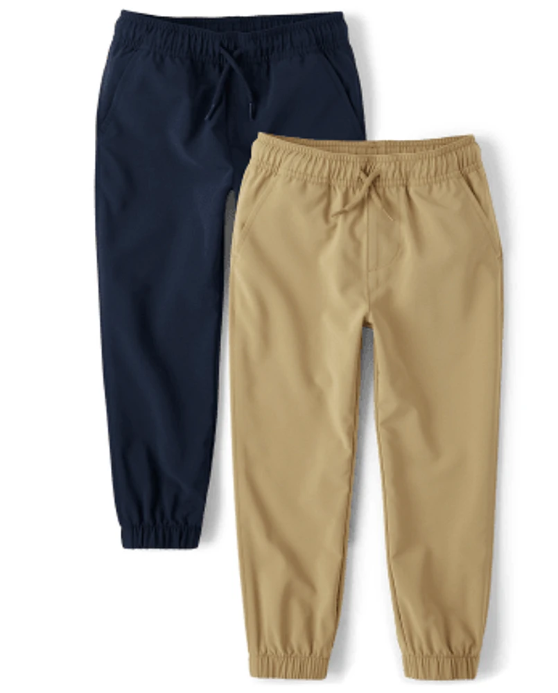 Boys Quick Dry Pull On Jogger Pants 2-Pack