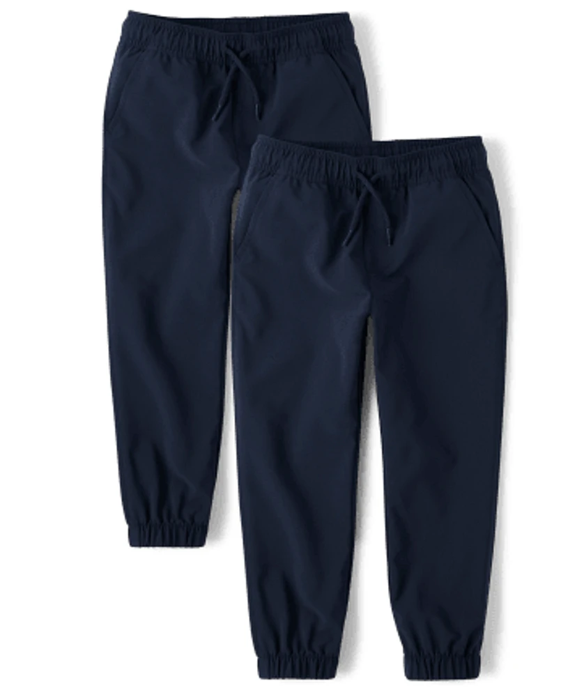 Boys Quick Dry Pull On Jogger Pants 2-Pack