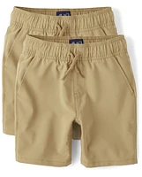 Boys Quick Dry Pull On Jogger Shorts 2-Pack