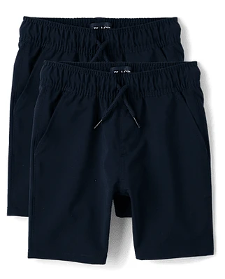 Boys Quick Dry Pull On Jogger Shorts 2-Pack