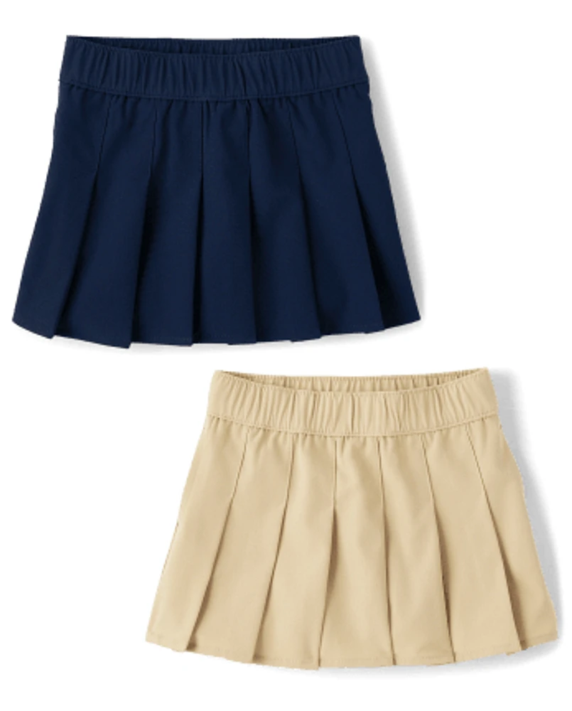 Toddler Girls Uniform Quick Dry Pleated Skort 2-Pack