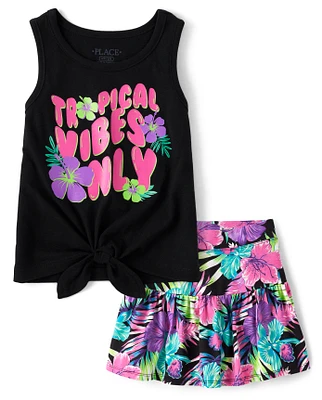 Girls Tropical Vibes 2-Piece Outfit Set