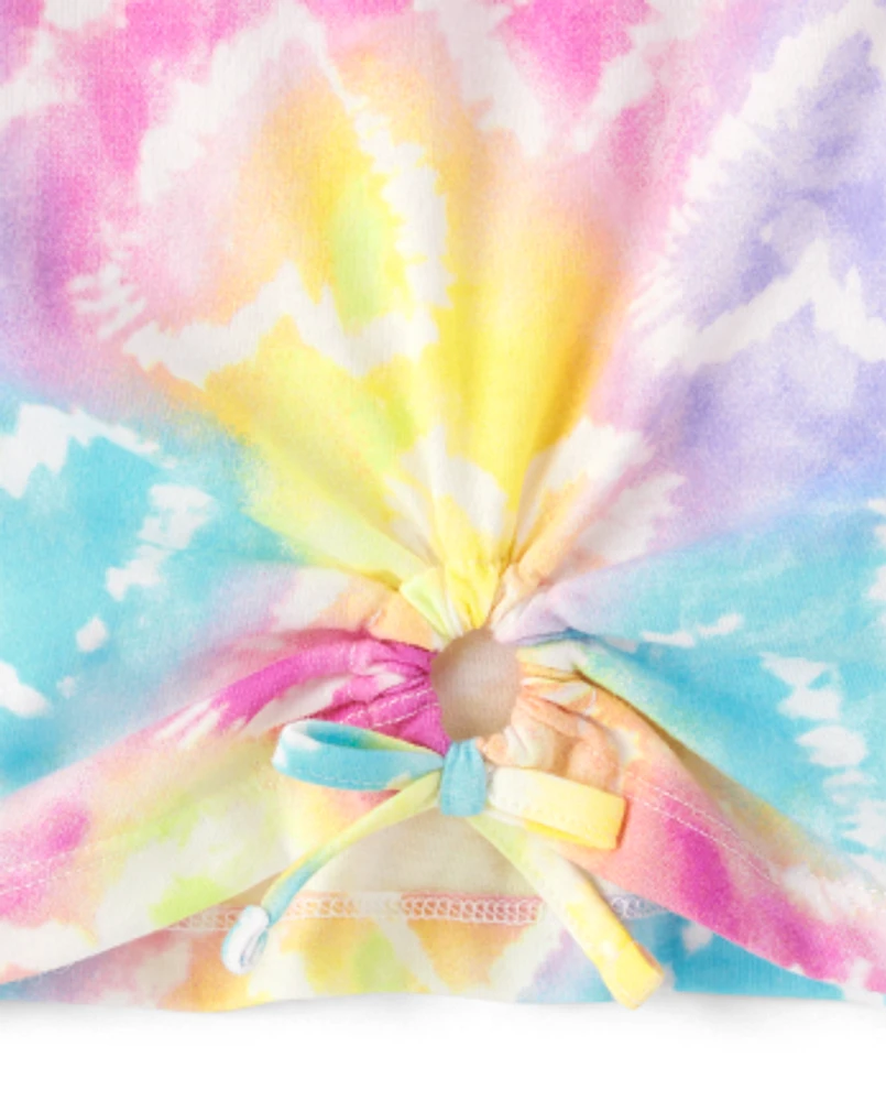 Girls Rainbow Tie Dye Heart 2-Piece Outfit Set