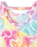 Girls Rainbow Tie Dye Heart 2-Piece Outfit Set