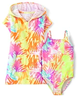 Girls Rainbow Tie Dye 2-Piece Swim Set