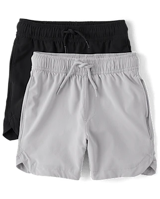 Boys Quick Dry Pull On Jogger Shorts 2-Pack