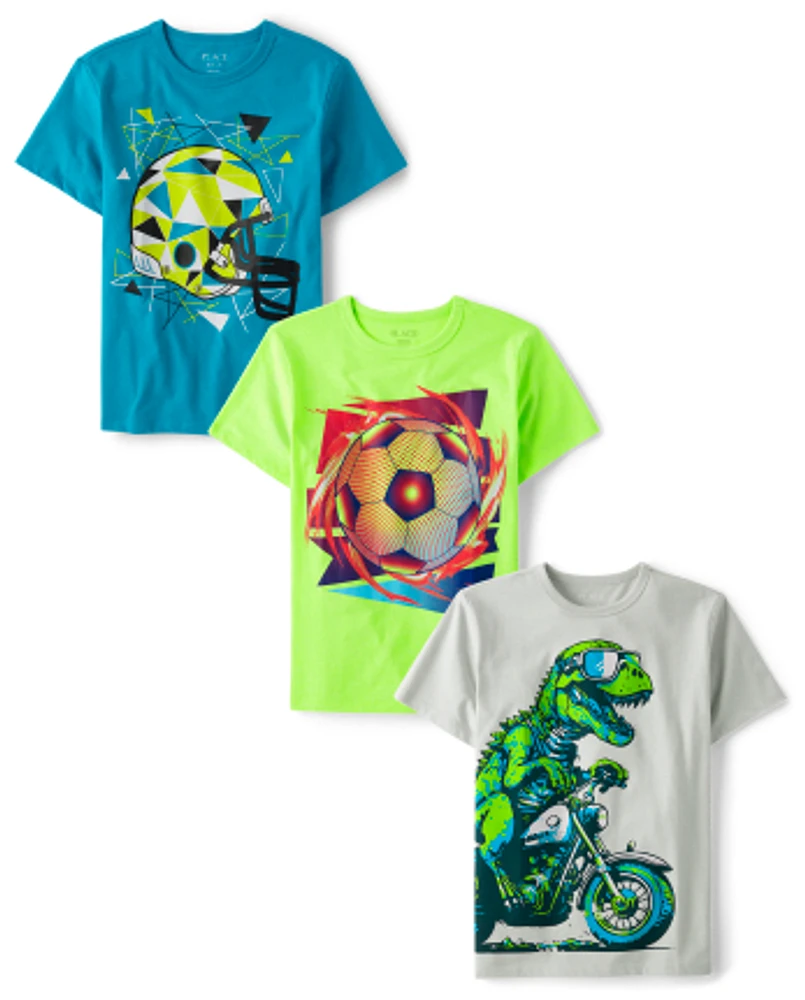 Boys Dino Sports Graphic Tee 3-Pack