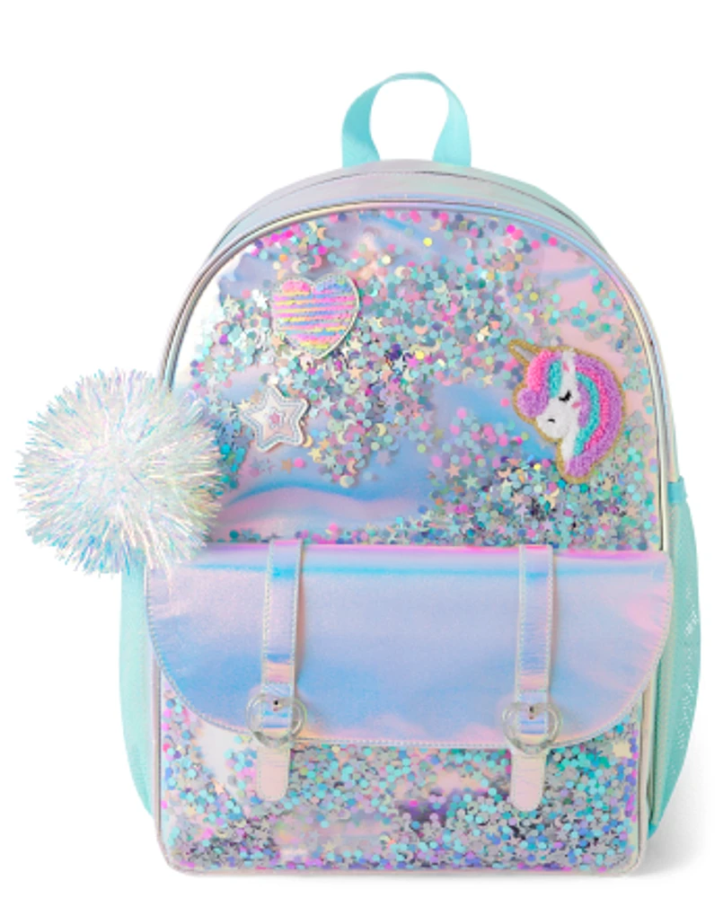 Girls Holographic Shakey Unicorn Backpack 3-Piece Set