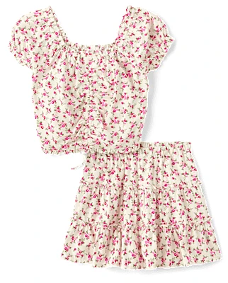 Girls Floral 2-Piece Outfit Set