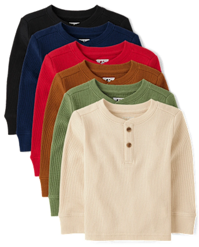 Baby And Toddler Boys Thermal Henley Top -Pack