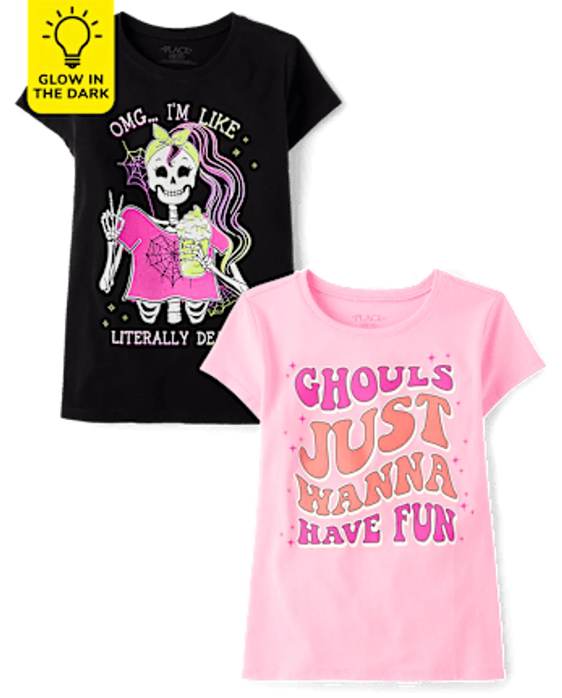 Girls Glow Halloween Graphic Tee 2-Pack