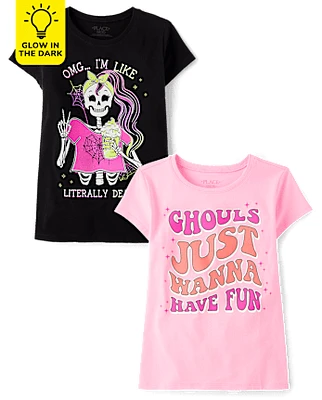 Girls Glow Halloween Graphic Tee 2-Pack