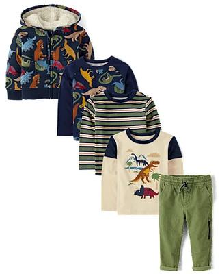 Baby And Toddler Boys Dino 5-Piece Outfit Set