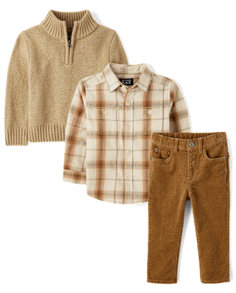 Baby And Toddler Boys Plaid 3-Piece Outfit Set