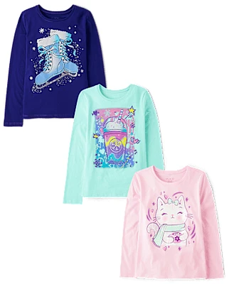 Girls Winter Graphic Tee 3-Pack