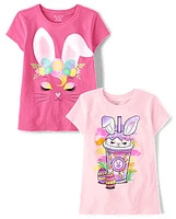 Lot de 2 T-shirts imprimés Fille Easter