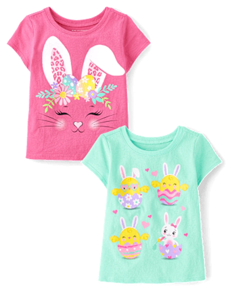 Baby And Toddler Girls Easter Graphic Tee 2-Pack