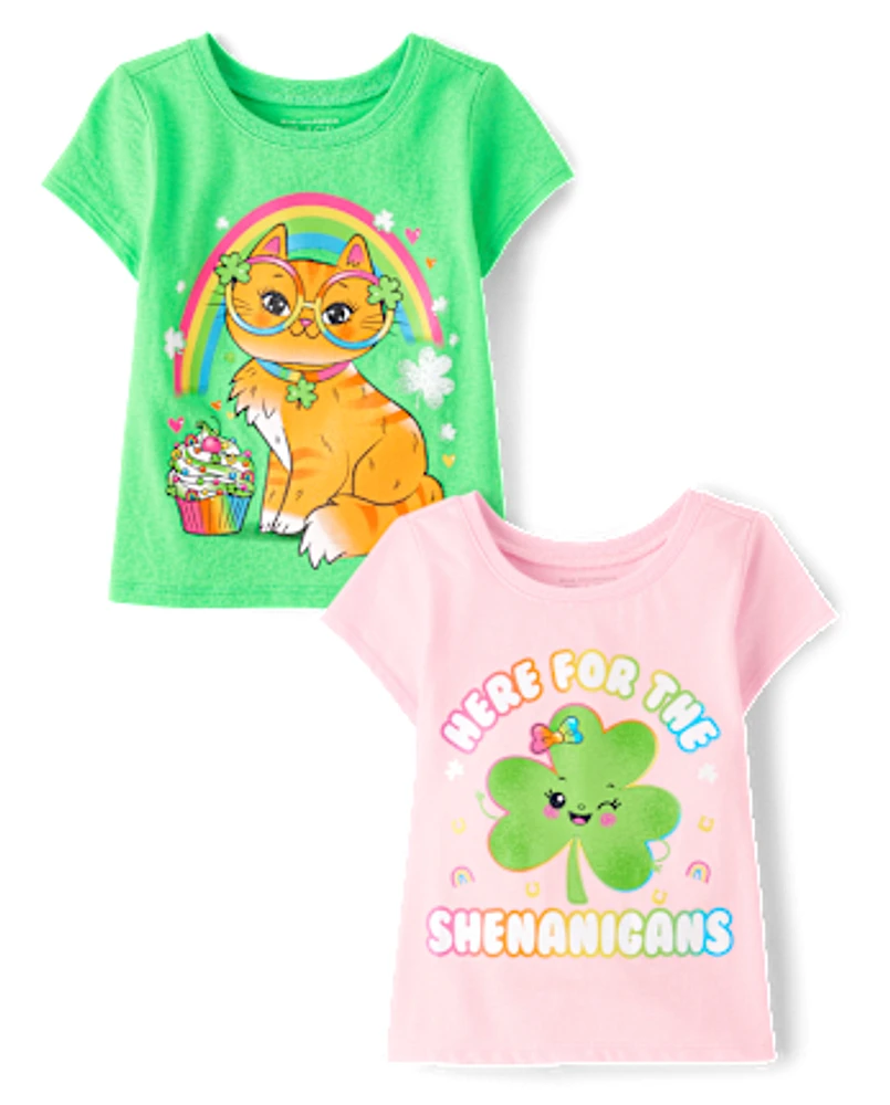 Baby And Toddler Girls St. Patrick's Day Graphic Tee 2-Pack