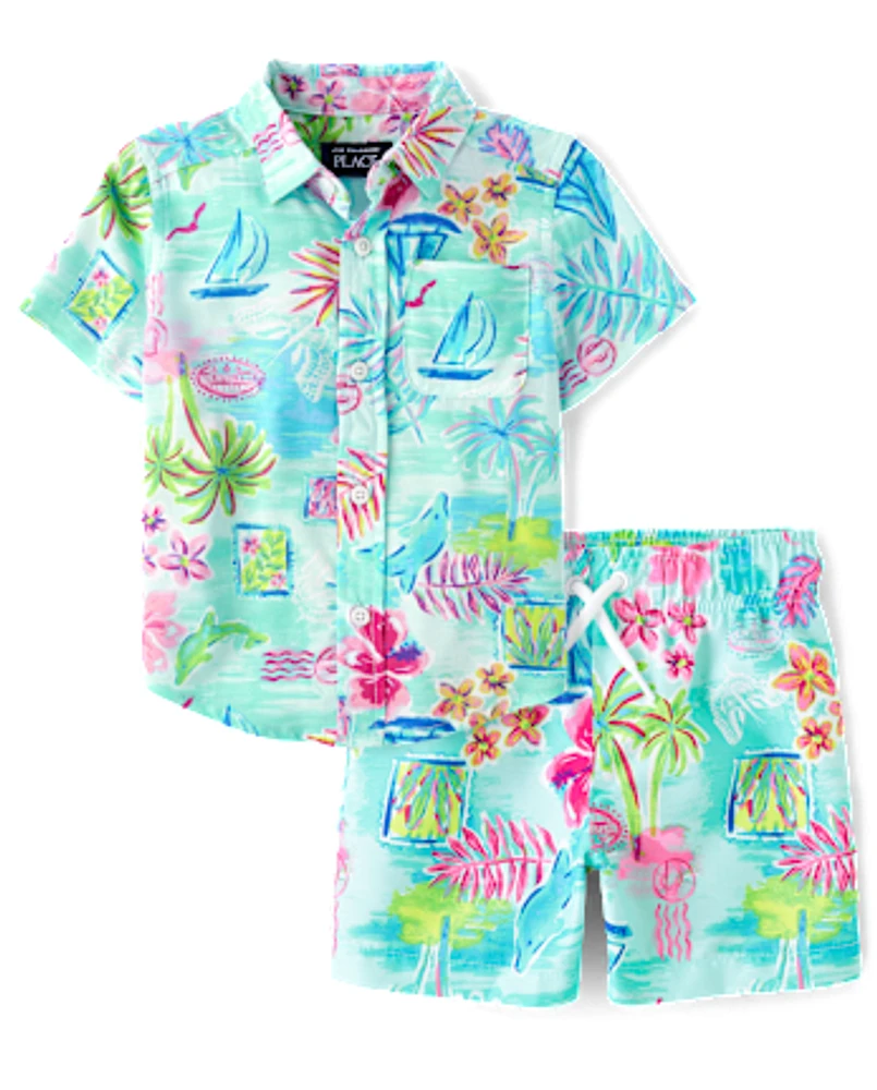 Baby And Toddler Boys Tropical 2-Piece Cabana Set