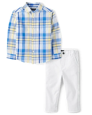 Baby And Toddler Boys Dad Me Plaid 2-Piece Outfit Set