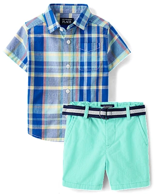 Baby And Toddler Boys Plaid 2-Piece Outfit Set