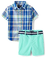 Baby And Toddler Boys Plaid 2-Piece Outfit Set