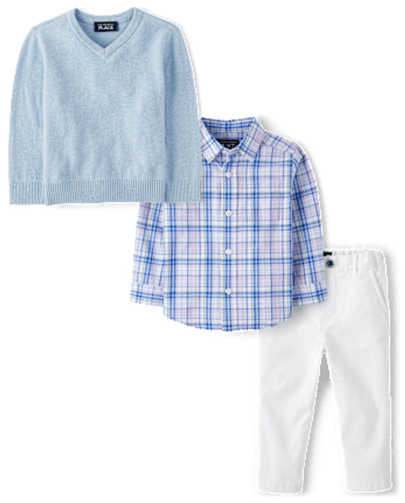 Baby And Toddler Boys Dad Me Plaid -Piece Outfit Set