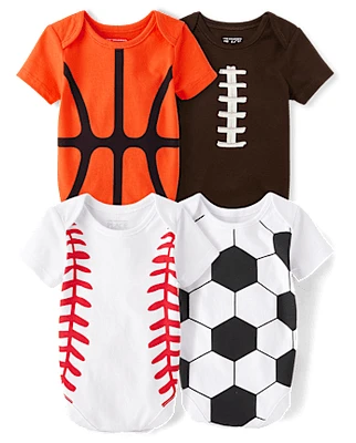 Baby Sports Graphic Bodysuit 4-Pack