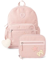 Girls Bow Corduroy Backpack 2-Piece Set