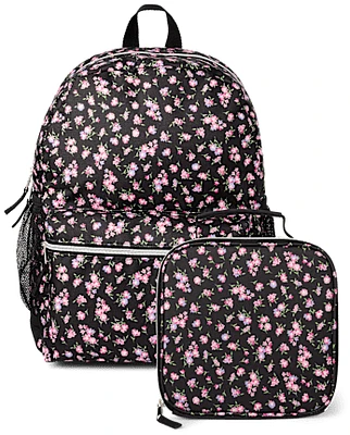 Girls Floral Backpack 2-Piece Set