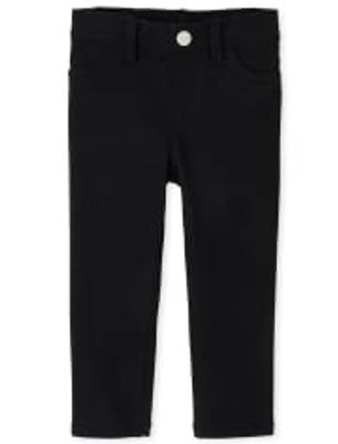 Baby And Toddler Girls Stretch French Terry Jeggings - black