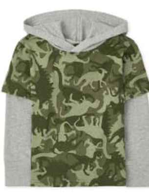 Baby And Toddler Boys Dino 2 1 Hoodie Top - multi