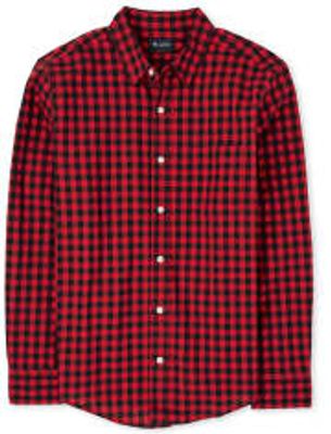 Mens Matching Family Buffalo Plaid Oxford Button Down Shirt - classicred