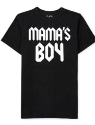 Boys Mama's Boy Graphic Tee - black