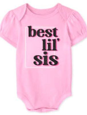 Baby Girls Best Lil' Sis Graphic Bodysuit - sparklpink