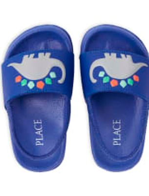 Toddler Boys Dino Slides - blue
