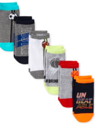 Boys Sports Cushioned Ankle Socks 6-Pack - multi clr