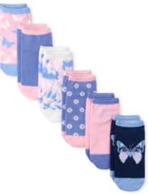 Girls Butterfly Ankle Socks 6-Pack - multi clr