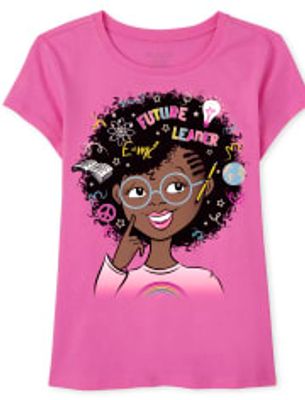 Girls Future Leader Graphic Tee - yreka pink