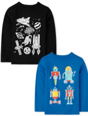 Baby And Toddler Boys Space Robot Graphic Tee 2-Pack - multi color 1