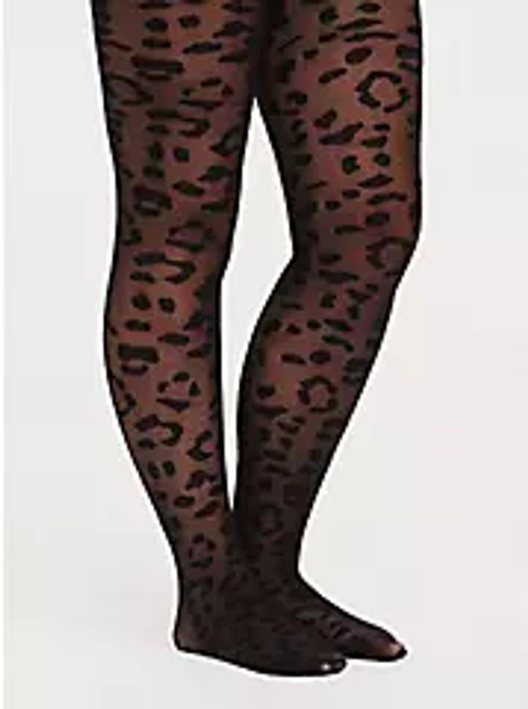 Black Leopard Semi-Opaque Tights