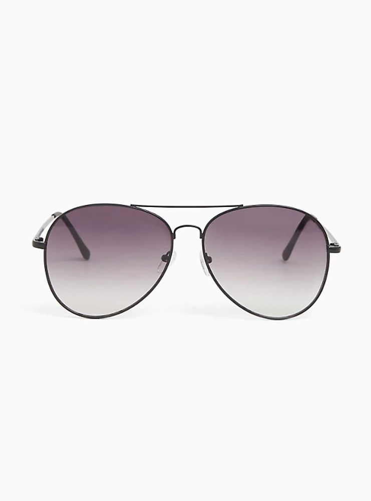 black tinted aviator sunglasses