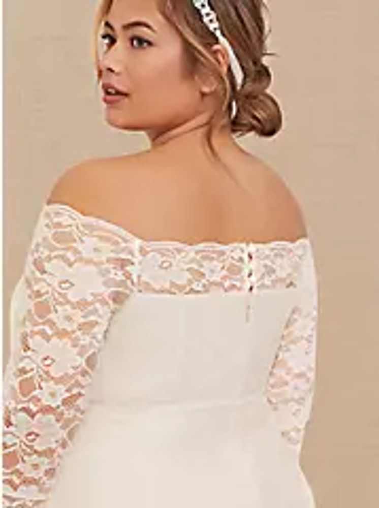 Special Occasion Ivory Lace Off Shoulder Bodycon Dress