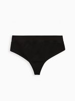 Plus - Black Ribbed Seamless Thong Panty Torrid
