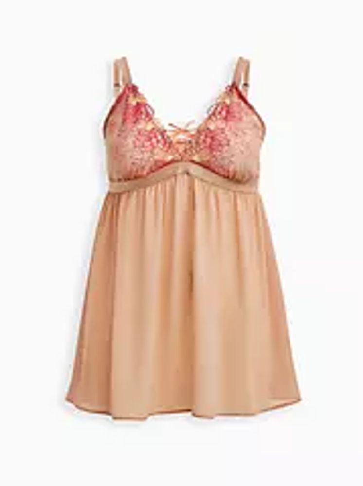Embroidered Mesh Strappy Babydoll